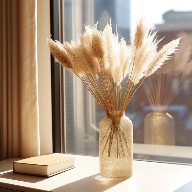 Decorative Dry Pampas Grass in a Modern Vase AI