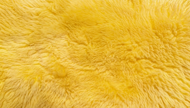 Decorative dyed sheepskin Yellow fluffy fur fast fashion background Fashionable yellow colored