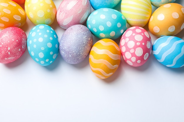 Decorative Easter eggs on white background