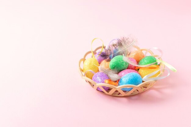 Decorative Easter eggs with feathers