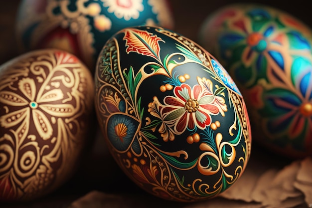 Photo decorative easter eggs with ornament