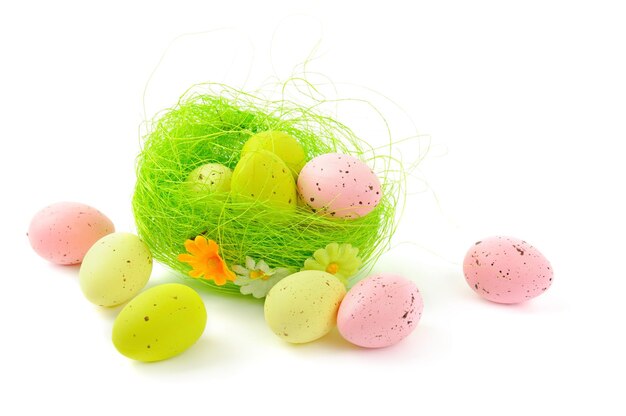 Decorative easter nest with eggs