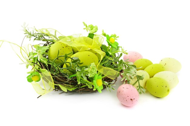 Decorative easter nest with eggs