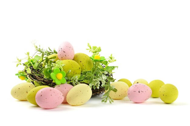 Decorative easter nest with eggs