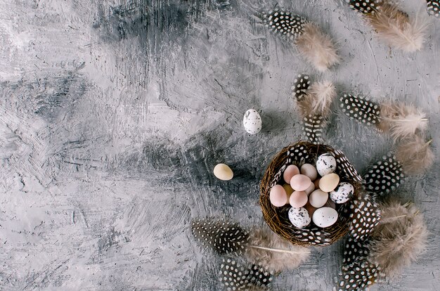 Decorative eggs sweets in the nest 