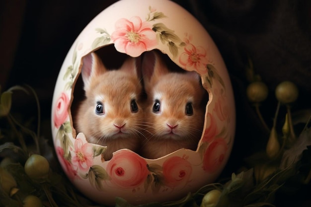 Decorative eggs with rabbit for easter day