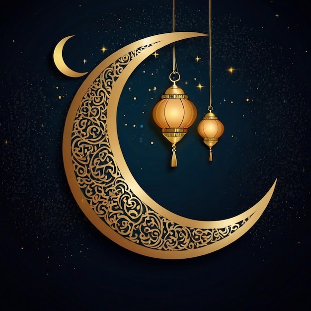 Photo decorative eid moon for holy festival background