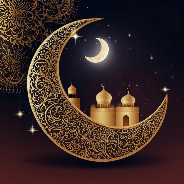 Photo decorative eid moon for holy festival background