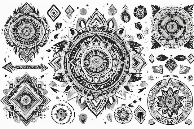 Photo decorative elements isolated on white background ethnic background aztec geometric ornament