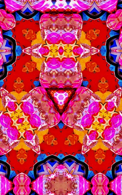 A decorative floral digital kaleidoscope pattern