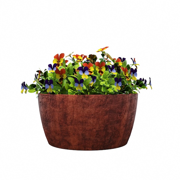 装飾的な花, 中に, a, 鍋, 隔離された, 白, 背景, ３ｄ, イラスト, cg, render