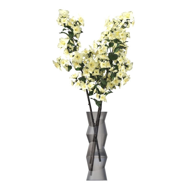 decorative flowers and plants for the interior, isolated on white background, 3D illustration, cg