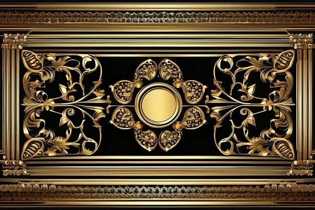 Decorative gold frame with vintage round patterns