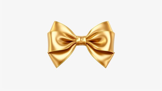 Photo decorative golden bow with long ribbon isolated on white background