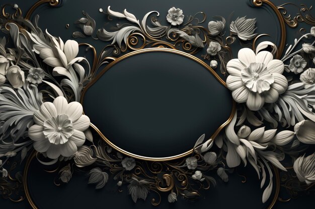 Decorative Golden Frame on Black Background