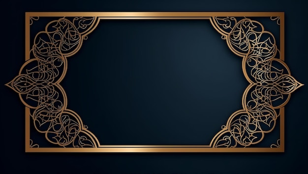 Decorative Golden Frame on Black Background