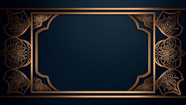 Decorative Golden Frame on Black Background