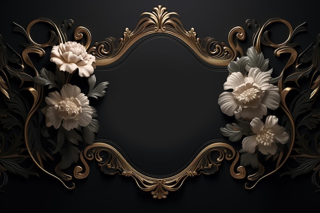 Decorative Golden Frame on Black