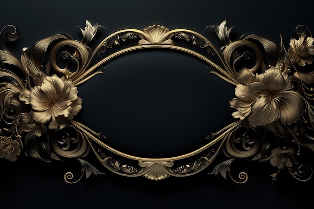 Decorative Golden Frame on Black