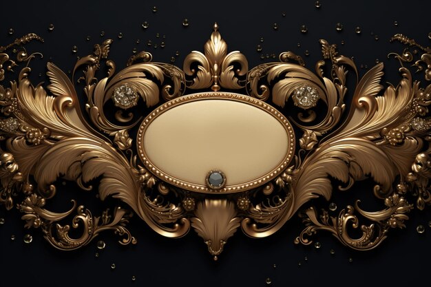 Decorative Golden Frame on Black