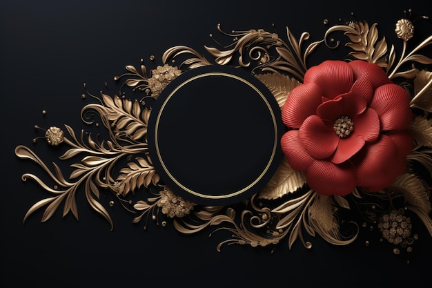 Decorative Golden Frame on Black