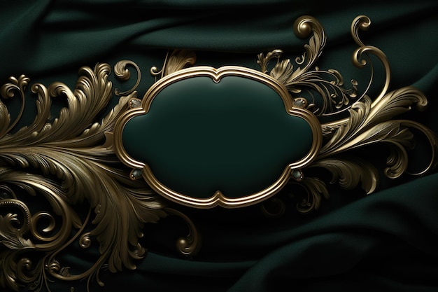 Photo decorative golden frame on black