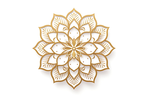 Foto mandala dorata decorativa su sfondo bianco