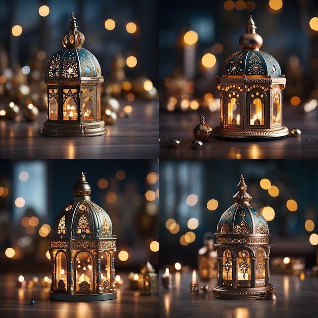 Decorative hanging lanterns ramadan kareem happy eid festival lamps background