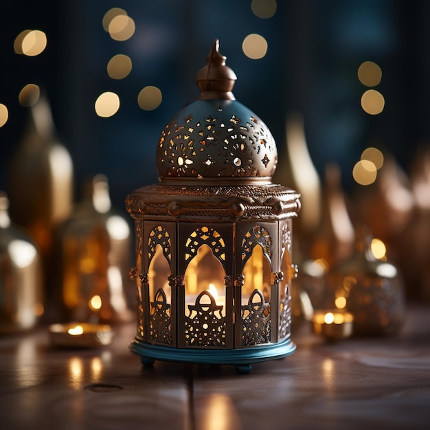 Decorative hanging lanterns ramadan kareem happy eid festival lamps background