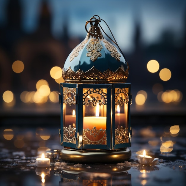 장식적인 매달린 등불 라마단 카림 해피 이드 축제 램프 배경