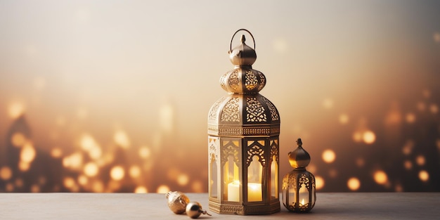 Decorative hanging lanterns ramadan kareem happy eid festival lamps background