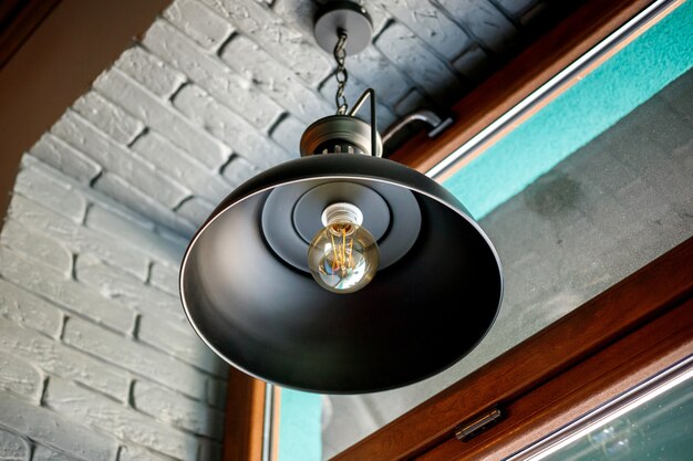 Decorative incandescent lamp in a cafe