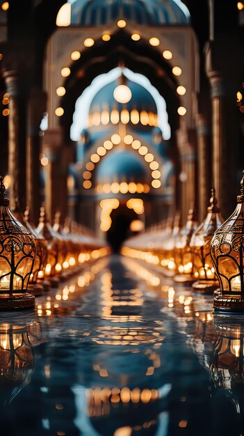 A Decorative Interior of a Mosque During Eid Day