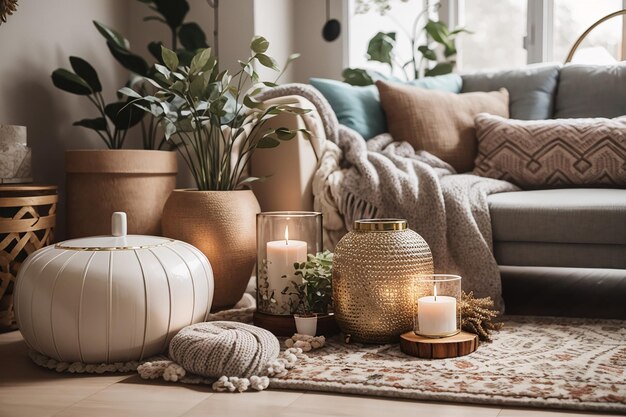 Decorative items in a cozy home interior