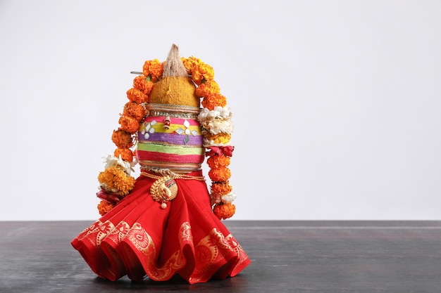 decorative kalash with coconut with floral decoration