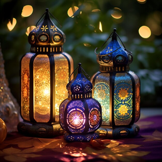 Decorative lanterns in a mystical setting