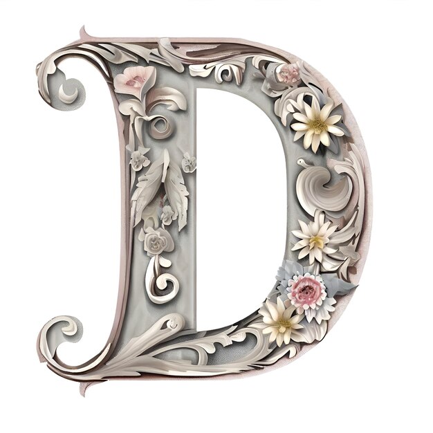 Photo a decorative letter d with a floral pattern on the lowercase.