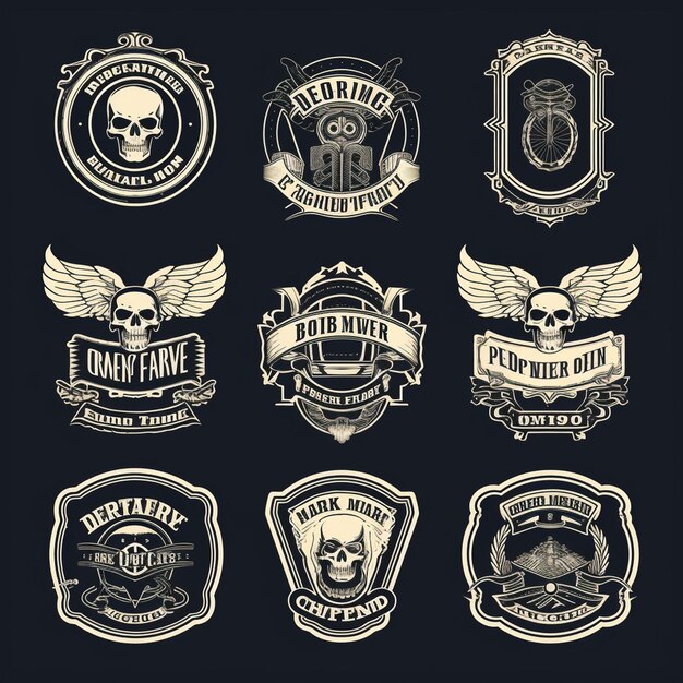 Photo decorative moto badges in retro style