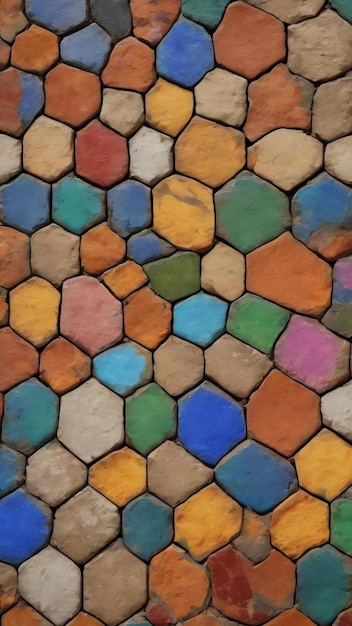 Decorative multi colored tile for the sidewalk from stone