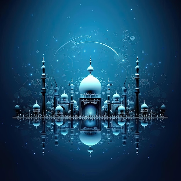 파란색 배경에 장식 이슬람 성원