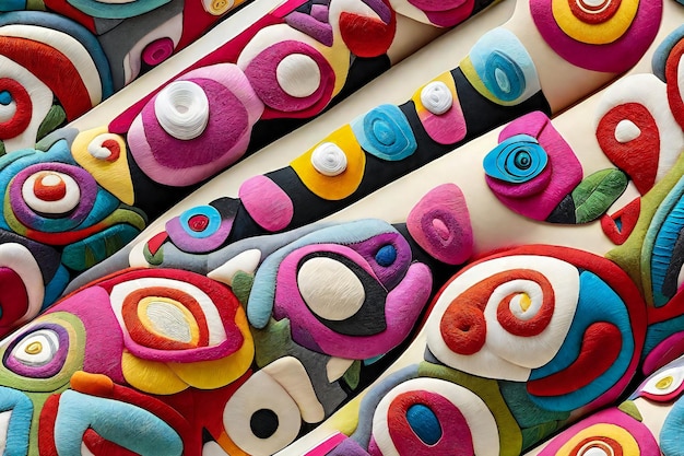 Decorative ornaments made of colored felt and wool