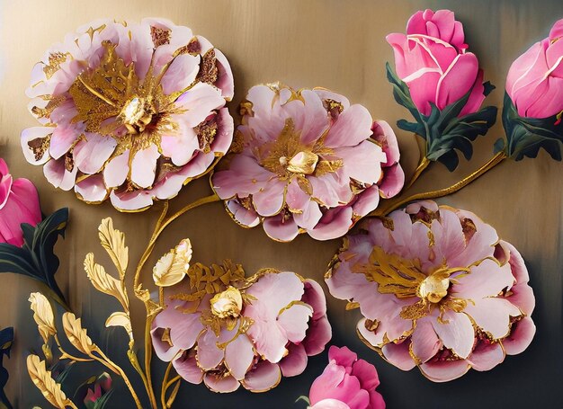 Decorative painting with golden color