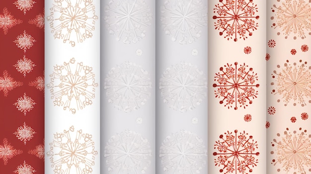 Decorative pattern for festive wrappers that is seamless and features snowflakes on a white backdrop Generative AI
