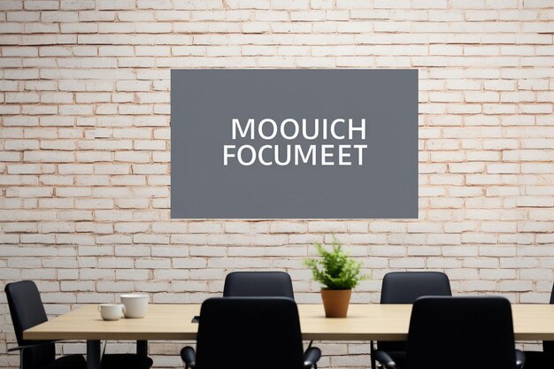 A decorative place in the management room wall mockup