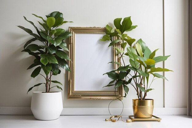 Decorative plant with empty frame