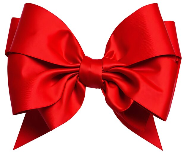 Decorative red bow isolated on background design element for gift cut out ribbon