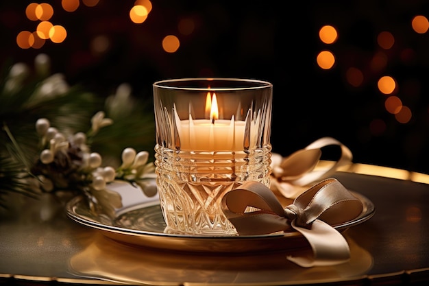 Decorative scent candle in glass at event celebration