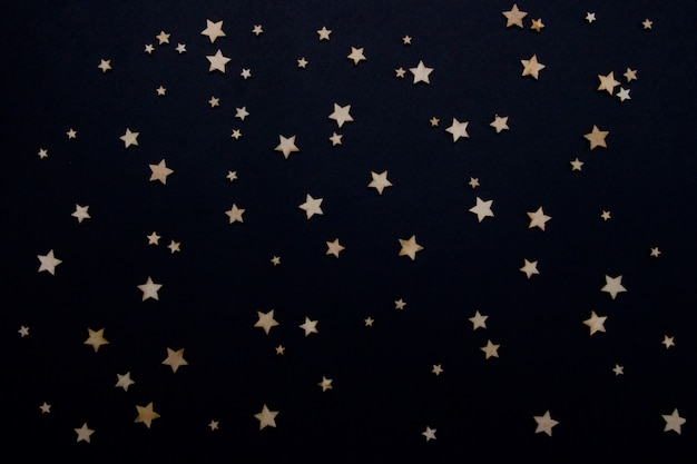 Decorative stars on a dark blue background. Night Sky Concept