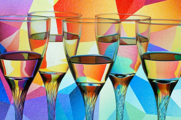 Decorative still life with reflection and refraction effects in glasses