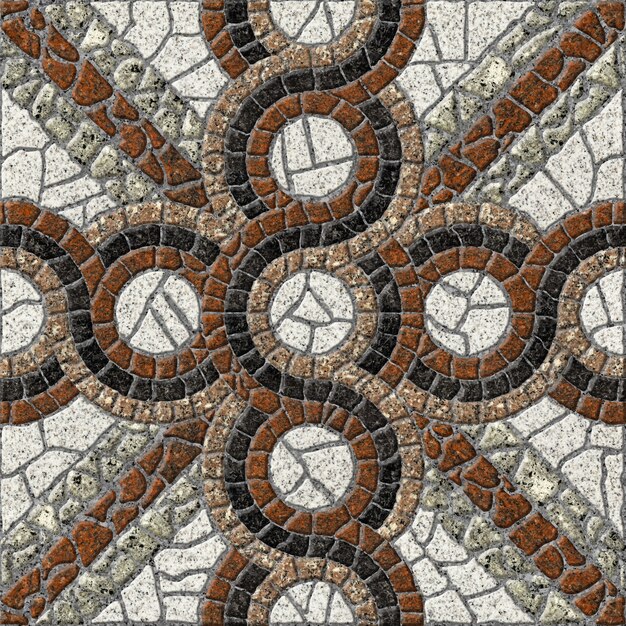 Decorative stone tiles with a pattern. Natural granite mosaic. Stone background texture
